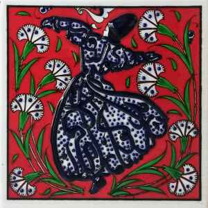 10x10 cm Çini Pano - KÇ039 Kırmızı